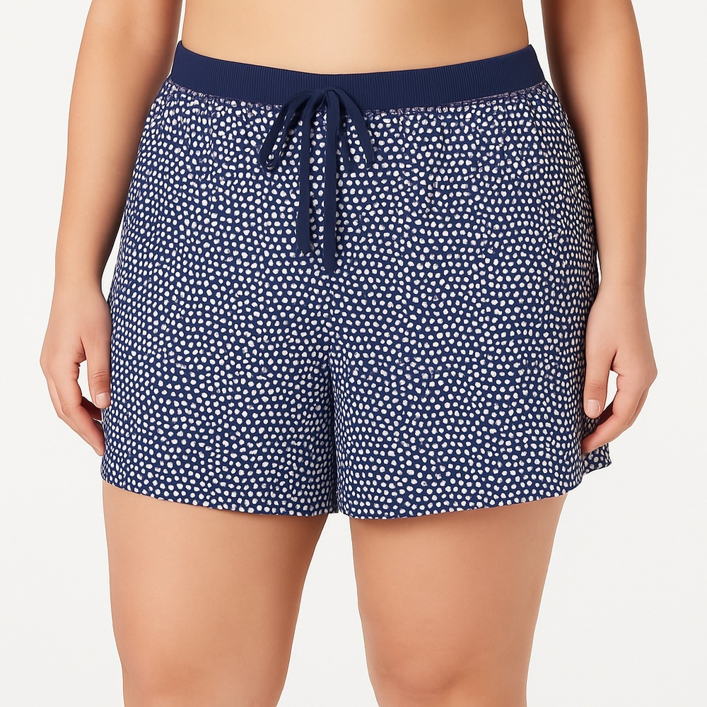 CAROLE HOCHMAN Navy Blue‎ & White Polka Shorts Womens XXL